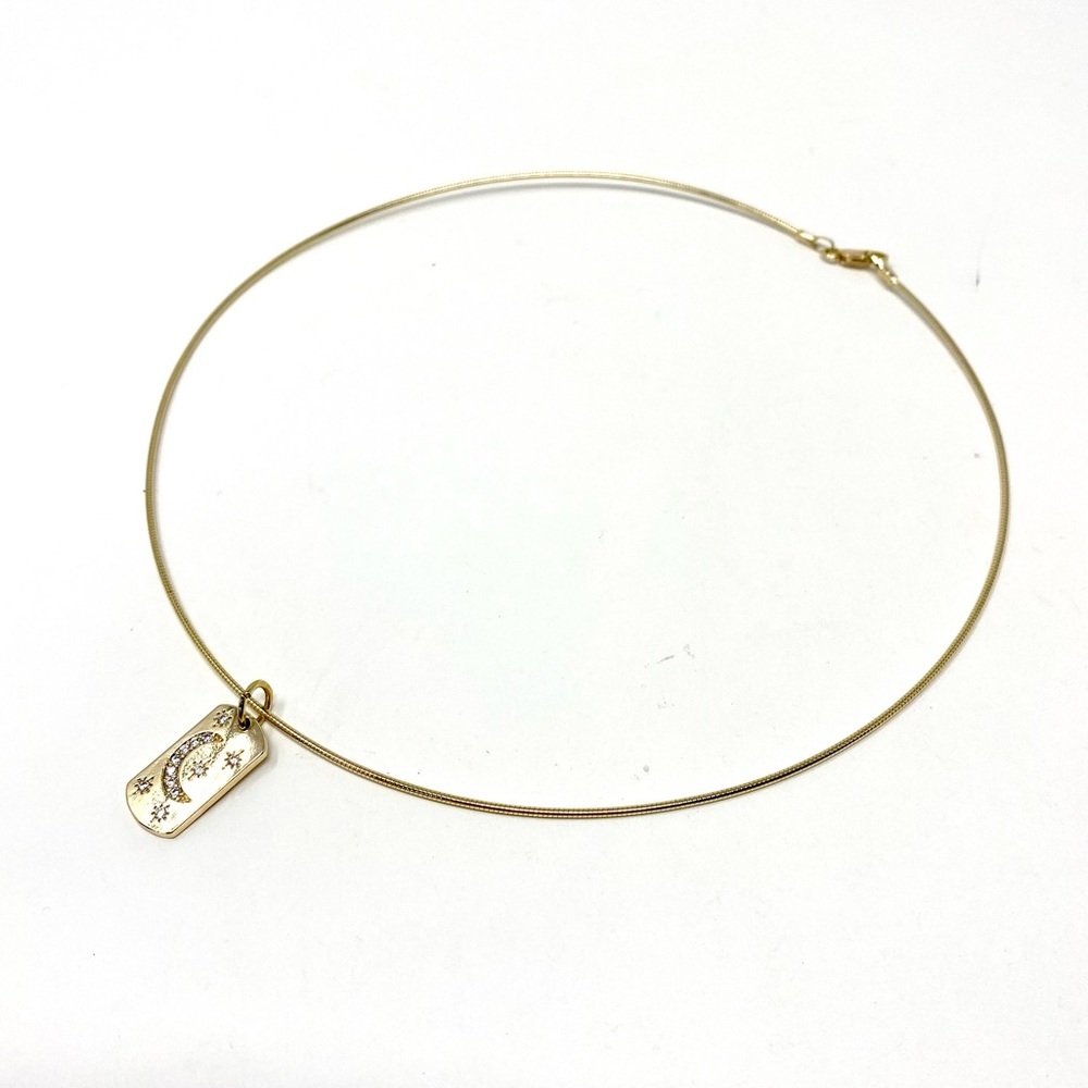 New Anthropologie Celestial Charm Choker Necklace Gold Moon Star - Picture 4 of 6